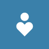 Abstract person icon with heart shape.